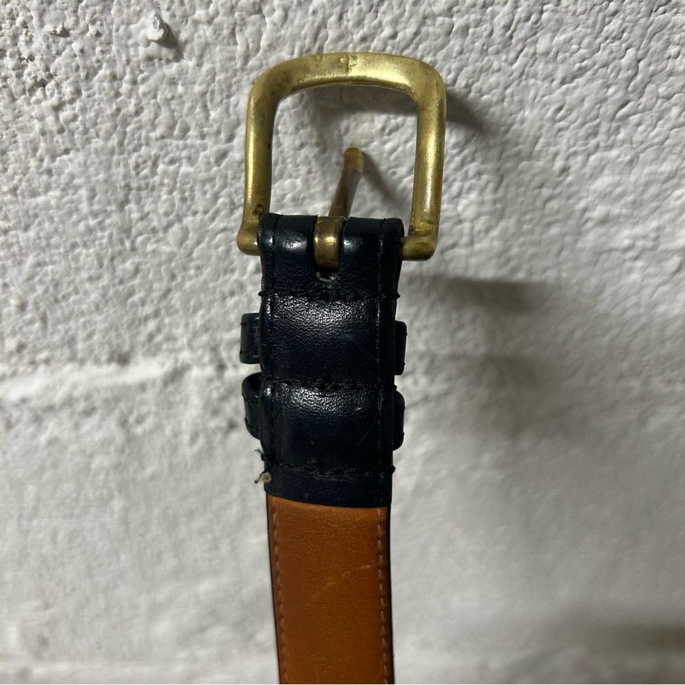 VTG COACH Black/Brown Tanned Cowhide Leather Belt #6600 Brass Buckle Sz 36”/90cm - Picture 10 of 11